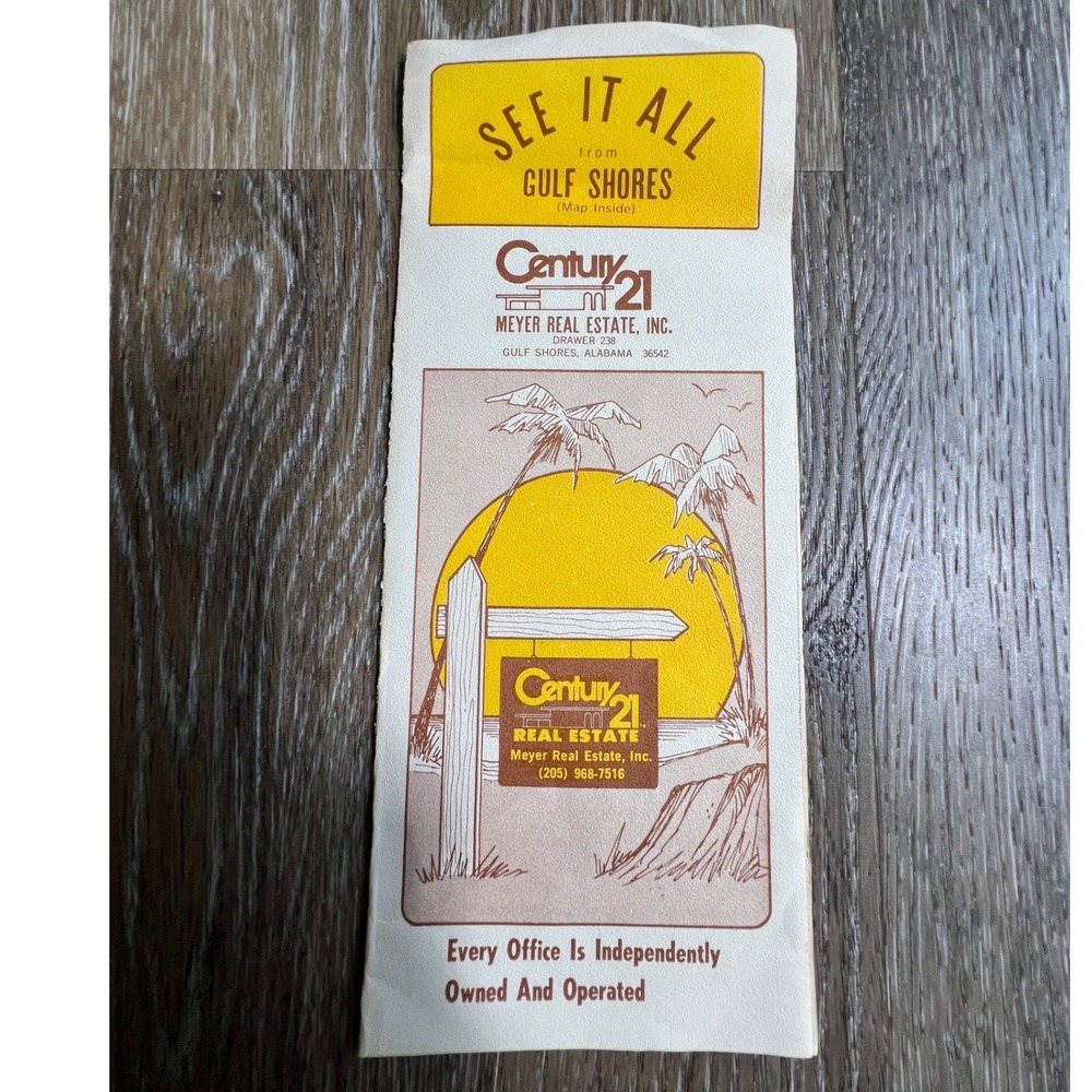 Century 21 Real Estate Map Brochure Unisex OS White Gulf Shores Alabama Vintage